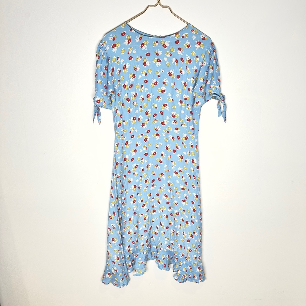 Faithfull The Brand Erin Floral Midi Dress Medium Baby Blue Cottagecore